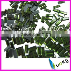 Mirror Glass Flat Back Crystal Rectangle Shape 3X7mm Green Color thumbnail-1