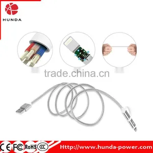 MFI Certified 2-in-1 Dual Connector USB Charging Cord for Smartphones and Tablets thumbnail-4