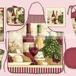 Silk Screen Pigment Printing Vintage Style Apron Set With Chinese Hot Pot Set thumbnail-4