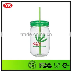 Bpa Free 540ml Customized Plastic Jar Tumbler With Straw thumbnail-2