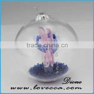 Pink and Blue Christmas Ornaments 2.75 Inches Glass Terrarium, Resin Diamond and Shoes Glass Ball thumbnail-3
