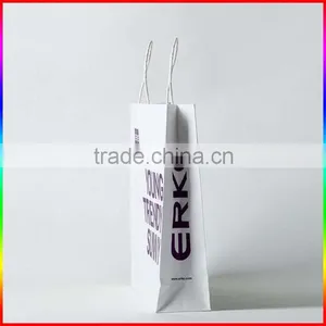 Branded Clothes White Kraft Paper Packing Bag With Purple Printing thumbnail-3