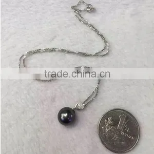 Elegant Tahitian Black Pearl Jewelry Set With High Quality thumbnail-3