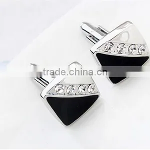 Europe Silver High Quality Copper Cuff Links Mens Square Enamel Cufflinks for Shirts thumbnail-4