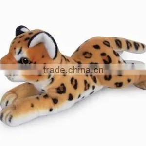 Factory Wholesale Realistic Plush Grovel Brown Leopard Toy Stuffed Plush Jungle Animal Toy Super Soft Plush Brown Leopard thumbnail-1
