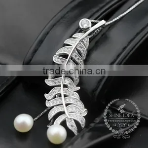 925 Sterling Silver Leaf Branch With Pearl Creative Pendant Necklace Fashion Women Necklace Jewelry 6360463 thumbnail-1