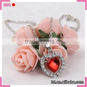 Imitation Ruby Necklace Fashion, Heart Shaped Love Necklace Wholesale thumbnail-2