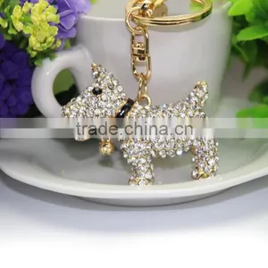 New Metal Puppy Dog Keychain Crystal Keychain Gold Silver Keychain Metal Key Chain thumbnail-1