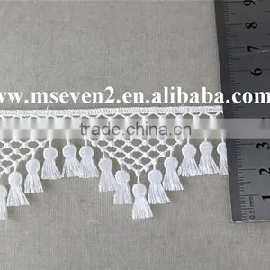 Perfect Style Tassel Lace Trim 100% Polyester Embroidery Triangle Shaped Lace in White for Garment thumbnail-5