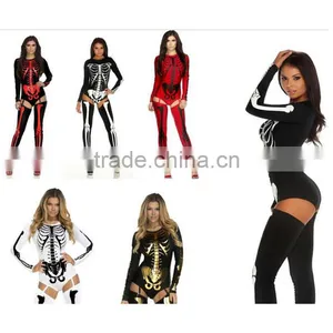 Sexy Women Halloween Scary Skeleton Tight Leotard Costume With Sock thumbnail-2
