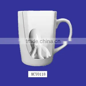 Custom Octopus Surprise White Personalized Enamel Mug thumbnail-1