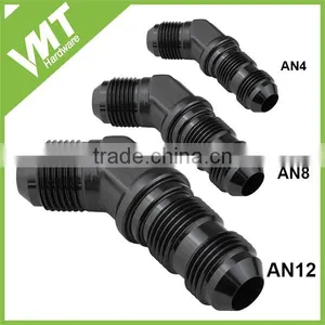 Anodized Black 45 Degree -8 AN Bulkhead Union Fitting Adapter thumbnail-1