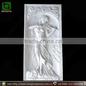 Hand Carved White Marble Lady Statue Wall Relief thumbnail-1