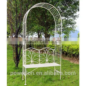 Garden Wrought Iron Pastel Green Garden Arch Outdoor Archway With Bench thumbnail-4