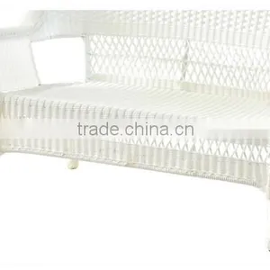 Indoor/Outdoor Gorgeous White Wicker Patio Love Seat Furniture thumbnail-3