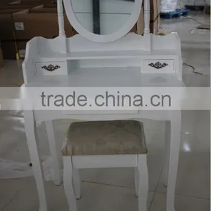 Bedroom Wooden Make-up Dressing Table Set, Wooden Dresser With Mirror and Stool thumbnail-2