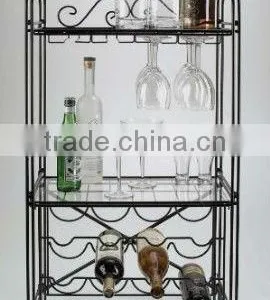 Black Metal Wine and Glass Floor Standing Rack thumbnail-1