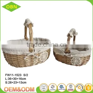 Wholesale Cheap Handmade Willow Woven Wicker Fruits Basket With Handle thumbnail-1