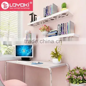 Hot Sale Carving Flower Floating Shelf Home Wall Display MDF Wood Set of 3 Wall Mount Shelf thumbnail-1