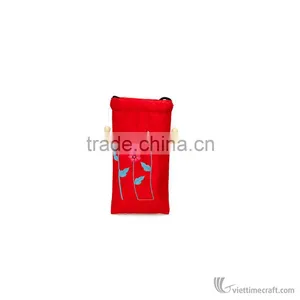HOT SALE !!! Embroidery Handmade Glasses Bag, Brocade Withdraw Bag, Flower Pattern Handicraft in Vietnam thumbnail-6