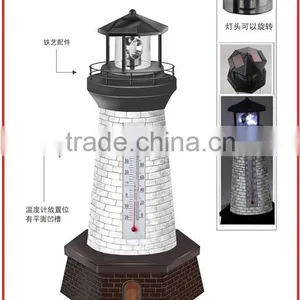 Solar Lighthouse Garden Stake Light With Revolving Beacon Garden Sunlight Solar Lighthouse Garden Decoration With Thermometer thumbnail-4