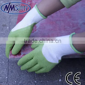 NMSAFETY 10 Gauge Latex Palm Coated Work Gloves/cotton Coated Green Latex Gloves thumbnail-1