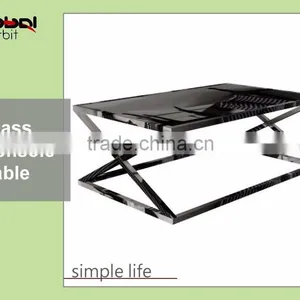 Living Room Furniture Durable Metal Frame Square Glass Top Console Table thumbnail-1