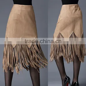 Hot Sale Fashion Women Latest Long Skirt Design With Tassal thumbnail-1
