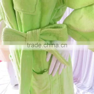 Warm Winter Bathrobe Lime Coral Flannel Thick Long Spa Robe Women's Pajamas thumbnail-3