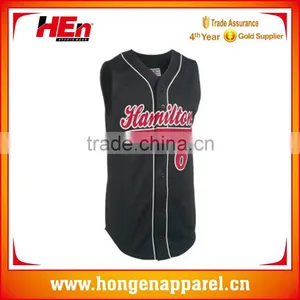 Hongen Apparel 2015/2016 Fashion Button Down Sublimated Custom Baseball Jersey Wholesale Sublimation Baseball Singlet thumbnail-1