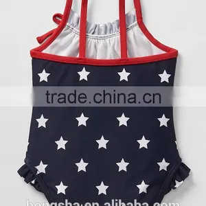 Baby Starry Ruffle-trim Grils Flutter One-piece Swimsuit & Kids Swimwear 2016 HSS5041 thumbnail-2