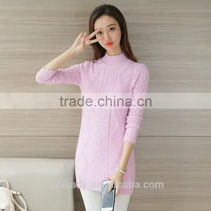 Winter Fashion Women Long Pullover Sweater Knitted Sweater Designs for Ladies thumbnail-1