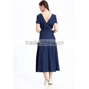 Domin Fashion V-neck Long One Piece Embroidery Dress thumbnail-6