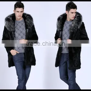 New Style Long Artificail Rabbit Fur Coat With Raccoon Collar thumbnail-4