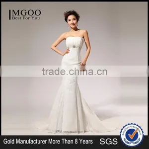 2017 Fashion Custom Lace Halter Wedding Dress Shoulder off Tie Back Dress Fishtail Wedding Evening Dress thumbnail-1