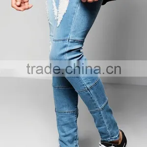 New Style Skinny Fit Denim Jeans Pent Men's Ripped Distressing Custom Made Jeans Pants thumbnail-2