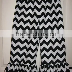 High Quality Wholesale Kids Casual Pants Lovely Chevron Ruffle Leggings Cotton Baby Girls Cotton Trousers thumbnail-3