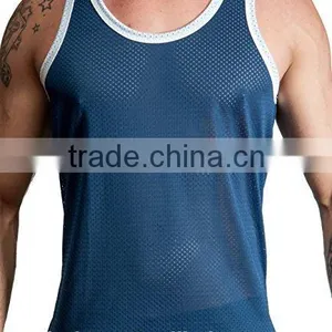 Custom Mens Polyester Mesh Sport Gym Tank Top thumbnail-2