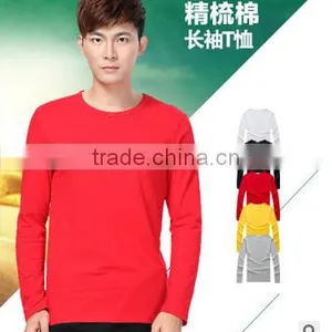 Wholesale Plain Cheap Custom t Shirt Printing Long Sleeve Blank T Shirts thumbnail-1