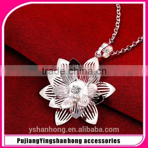 925 Silver Set Auger Stereo Lotus Pendant Necklace thumbnail-1