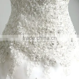 2016 Pearls Beaded Long Sleeve Lace Ball Gown Wedding Dresses thumbnail-5