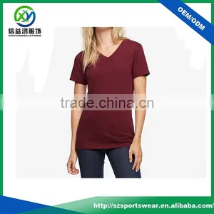 Latest Shirt Designs for Women With Red Color Bamboo T-shirts Wholesale, Bamboo Clothing With Your Logo thumbnail-3