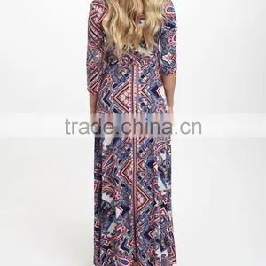New Arrivals Maternity Dresses With Navy And Red Paisley Tie-Waist Maternity Maxi Dress Fashion Women Clothes WD80817-21 thumbnail-1