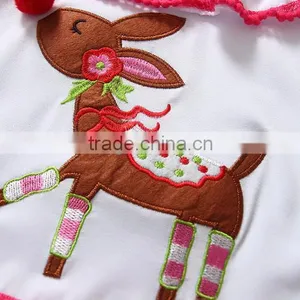 Christmas Reindeer Ruffle Cotton Toddler Girls Boutique Clothing Sets thumbnail-4
