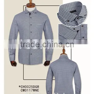 100% Cotton Checked Long Sleeve Button up Collar Made to Measure Custom Mens Dress Shirt thumbnail-1