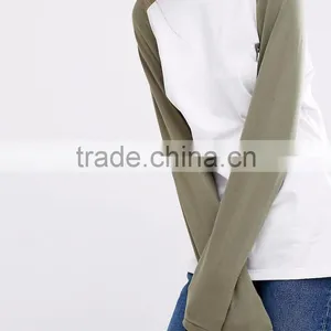 2017 China Clothing Manufacturer Latest Design Fashion High Quality Stylish 180g 100% Cotton O-Neck Raglan Sleeve Women T Shirt thumbnail-4