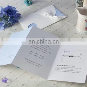 Light Sky Blue 1111 Greeting Card Wedding Invitation Card With Ribbon thumbnail-6