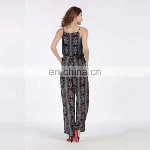 Mexican Summer Long Chiffon Casual Women Jumpsuit With Small Spots Printed thumbnail-5