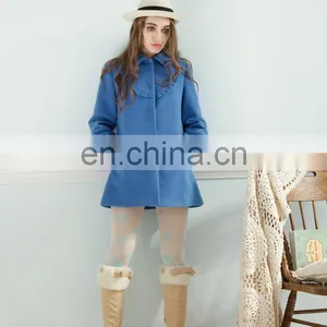 New Arrival Plain Color Woollen Long Sleeve Women Winter Coats thumbnail-1