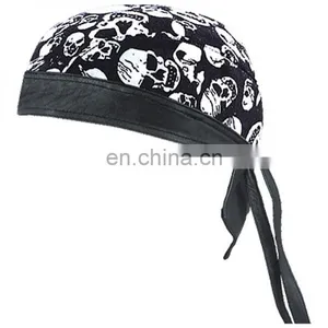 HMB-901AF13 FABRIC LEATHER BAND SKULL CAP DURAG HEAD WRAP BANDANA SKULLCAP HATS SCARF thumbnail-1